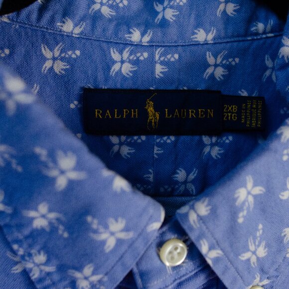 Ralph Lauren Blue Palm Tree Print Short Sleeve Shirt 2XB - Picture 2 of 2
